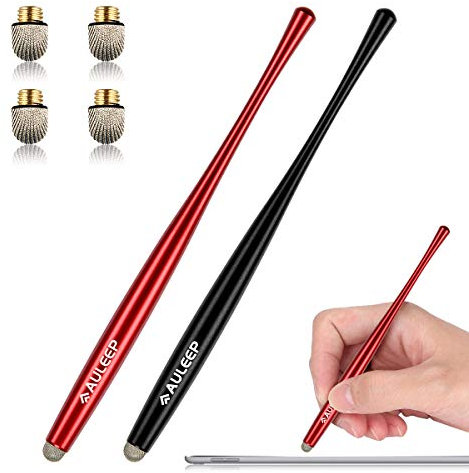AULEEP Stylus Pen Touch Screen, 2 Pack with 4 Nanofiber Tips for Mobile Phones, iPads, Kindles, Microsoft Surface (Red Black)