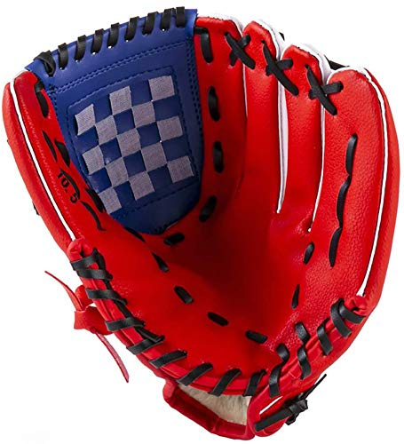 ZYYRSS Basebollhandske för barn/ungdomar/vuxna, softbollhandskar, sport slaghandskar PU-läder vänster handske, höger hand överkast (röd, 32,8 cm)