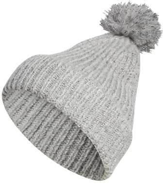 adidas Women's Autumn Ballie Pom Beanie, White - Clear Onix Twist/White/Clear Onix Grey, One Size
