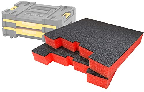 Shadow Foam TSTAK/ProStack Drawers Inserts - Red 50mm Twin Pack - Perfect Fit For DeWalt TSTAK And Stanley ProStack - Ideal For Hand Tools, Power Tools And Tool Storage