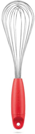 Dreamfarm Flisk 3-in-1 Fold-Flat, Space-Saving Baking & Cooking Balloon Whisk, Sauce Whisk & Flat Deglazing Whisk, Stainless Steel - 12 Red
