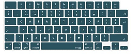 MOSISO Keyboard Cover Skin Compatible with MacBook Air 13.6 M3 A3113 M2 A2681 2025-2022, for MacBook Air 15 2025-2023, for Mac Pro 14/16 inch M4 M3 M2 M1 2021-2025, EU Layout, Deep Teal
