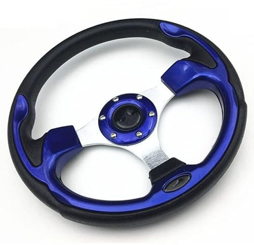 Volant Sport,Racing Volant Roue de pilotage universelle Mini Drifting 320mm (13 pouces) Voiture de course PVC Modification de l'aluminium cadre léger (Color : Blue)