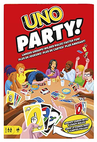 UNO Party - Spannendes Kartenspiel für große Gruppen, 6-16 Spieler, Neue Regeln & schnelles Spielvergnügen, ideal für Familien & Freunde, HMY49