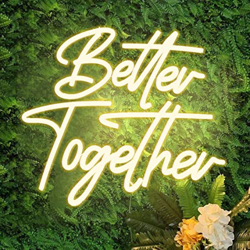 DAKABUKA Better Together Leuchtreklamen Warmweiße LED-Neon-Hochzeitsschilder für Brautduschen, Wanddekoration, Verlobung, Jubiläumsfeier, mit dimmbarem Schalter, 5 V, USB-betrieben (13 * 11.8 Zoll)