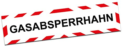 Finest Folia Hinweis Aufkleber 20x5cm Warnzeichen Hinweisschild selbstklebend wasserfest aus Vinyl für Briefkasten Kfz Gas Haupthahn Schild Folie R197 (06 Gasabsperrhahn)