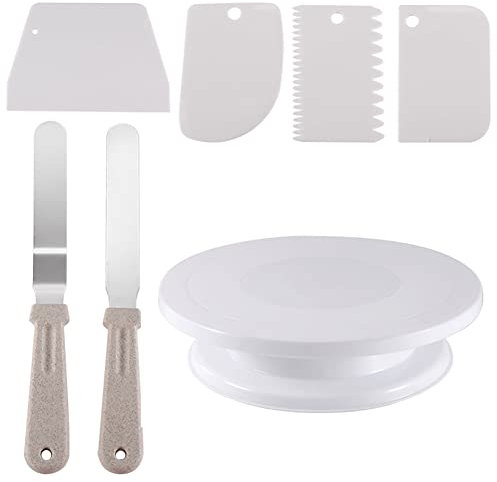 Cake Decorating Kit Rotating Cake Turntable Spinner Icing Spatulas Smoother Baking Supplies Tools
