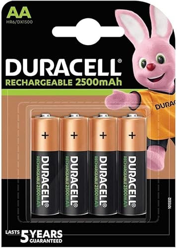 4X Duracell AA Ricaricabile 2500 mAh (1 Blister Da 4 Batterie) 4 Pile Stilo Ricaricabili (HR6/DX1500)