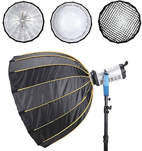 NiceFoto Professionelle Faltbare Fotografie-Softbox mit Gitter für Bowens-Montageleuchten und Andere Geräte (LED-Φ90CM (begrenzter Preis 96 USD))