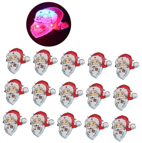 Amosfun 25 Stück Weihnachtsbroschen Santa Claus Mit Licht Wiederverwendbar Mit 3 Ag3 Knopfbatterien Festliche Weihnachtsdeko Für Kinder Und Partys
