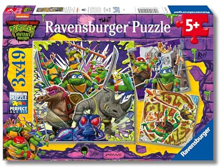 Ravensburger barnpussel 12004012 - Ninja Turtles - 3x49 bitar Ninja Turtles pussel för barn från 5 år och uppåt