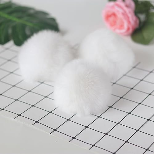 SYSUII 10 Stück 9CM Kunstfell Pompon,Kunstfell Bommel Fellbommel für Mützen Tasche Beanies Taschenanhänger Schlüsselanhänger Fellbommel DIY Fell Pom Poms für Schuhe Schals Anhängern Dekoration -Weiß