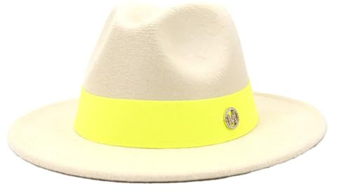 Wollhut für Damen und Herren, breite Krempe, Fedora-Hüte, Band, Vintage, Hochzeit, Jazz-Filzhut, Beige, Einheitsgr��e
