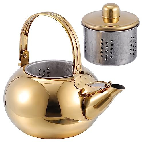 Kichvoe Stainless Steel Portable Tea Kettle with Strainer Capacity Heat Resistant for Home Brewing Design for Effortless Tea and Preparation