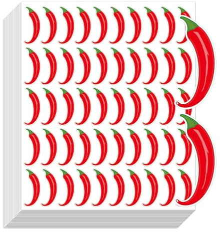 Pegatinas de chile rojo, etiquetas autoadhesivas indicadoras de nivel picante, 1/2 x 1.5 pulgadas, calcomanías picantes para tienda de comestibles, advertencia de alimentos, etiquetas picantes en