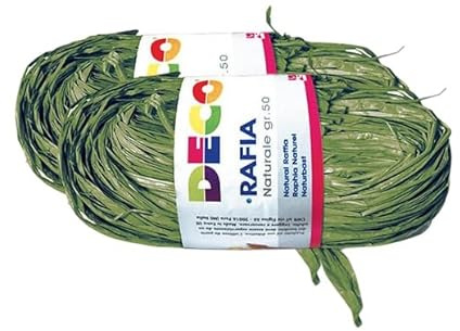 Varzi Dal 1956® - Rafia Naturale | 50 g x 2 pezzi | Decorazione Rafia per Confezioni Regalo Tessitura Artigianato (Verde Salvia)