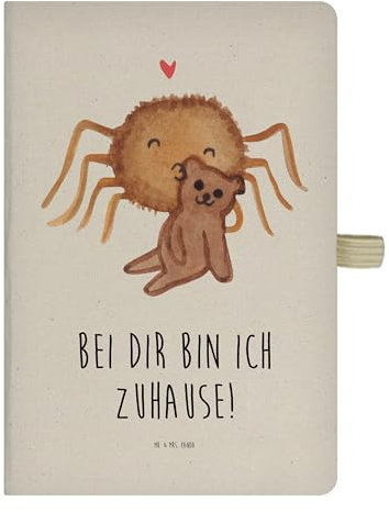 Mr. & Mrs. Panda DIN A4 Baumwoll Notizbuch Spinne Agathe Teddy - Geschenk, Journal, Treue, Adressbuch, Notizblock, Verliebt, Merchandise, Tagebuch,