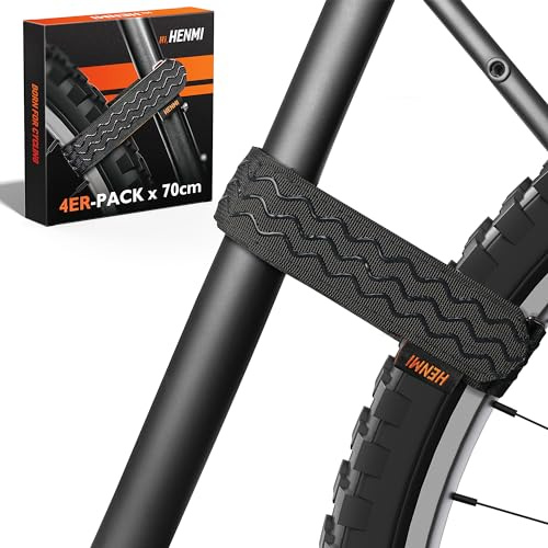 HENMI Fahrradträger Gurte, 4 Stück Verstellbare Fahrrad Spanngurte | Stabilisator Gurte mit Haken und Schlaufe für Fahrrad Transport und Aufbewahrung (70cm*4cm)