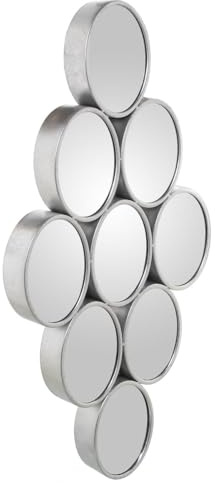 Alexandra House Living Wandspiegel, silberfarben, Metall, Kreise, 9 x 71 x 39 cm