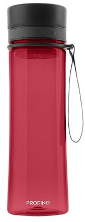 PROFINO Infuze Trinkflasche Auslaufsicher mit Obsteinsatz/Sieb, 600ml, Flasche mit weiter Öffnung für leichte Befüllung und Reinigung - Spülmaschinenfest - Durchsichtig - BPA frei