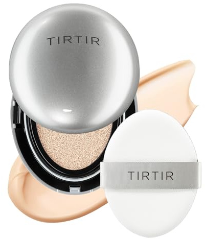 TIRTIR Fond De Teint Mask Fit Aura Silver Cushion, Finition Semi-Brillante, Couverture Naturelle, Hydratant, Léger (Taille Normale 0,63 Oz Liq), Porcelaine Claire 15 °C