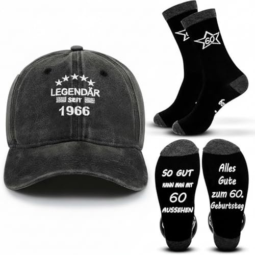 SATINIOR 2 Stück Geburtstag Geschenke für Männer 1 Mütze und 1 Paar Socken Witzig Geburtstag Mann Geschenkset für Papa Ehemann Opa Onkel Freund
