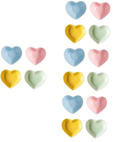 djgkENVQ Ciotole per salsa, 16 pezzi di piatto a forma di cuore in ceramica squisito vassoio for condimenti a forma di cuore, piatto a forma di cuore, piattini for condimenti, ciotole for chiavi