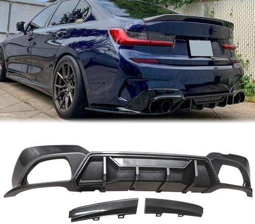 CHIESMA Heckdiffusor für BMW 3er G20 M Sport 330i 340i 320i 330e M340i 2019-2025 Kohlefaser Stil ABS Heckstoßstange Lippe Spoiler untere Stoßstange