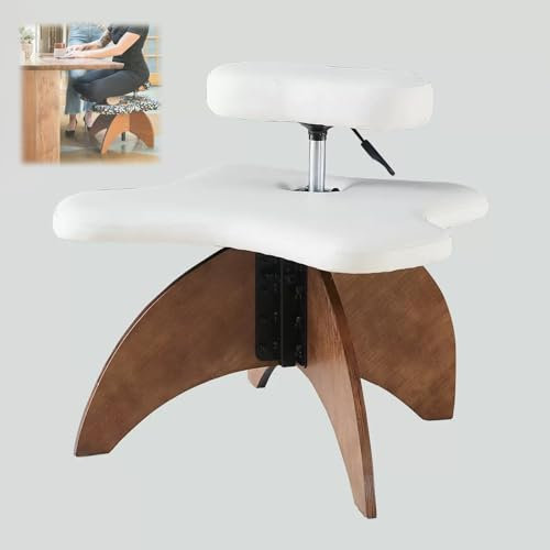 LULUMAIC Kniestuhl, ergonomischer Stuhl mit gekreuzten Beinen, Haltungsstuhl, höhenverstellbarer Bürohocker, Meditationsbürostuhl, Flexibles Design, für Büro-, Heim- und Yoga-Enthusiasten (weiß,