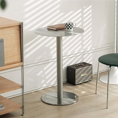 MEILISHAOMEI Moderner runder Tisch – Stehtisch, Couchtisch, weiche Rückenlehne, Edelstahl-Möbelsockel, Säulentisch, Kleiner Sofa-Beistelltisch, Heimdekoration, Nachttisch (Größe: 50 x 95 cm)