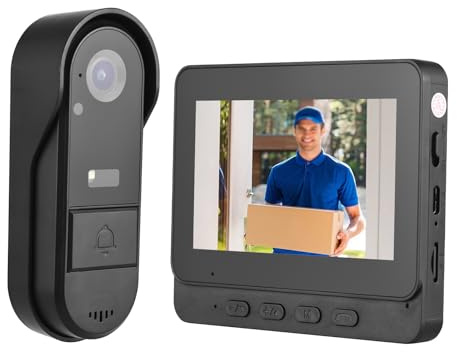 Swokely Schermo IPS da 4,3 pollici, campanello wireless con telecamera per esterni, IP65, impermeabile, 1080P, campanello senza fili, citofono, visione notturna a infrarossi, citofono a 2 vie