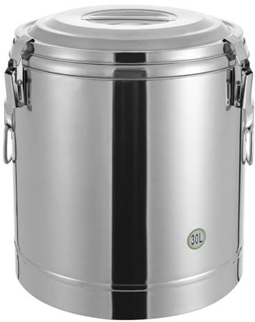 TkkMivcOC Grande Thermos per Alimenti Caldi 30L, Thermos per Cibo in Acciaio Inossidabile con Coperchio e Manici, Contenitore Termico per Cibo per Hotel Ristoranti Zuppa Calda, Bevande Fredde