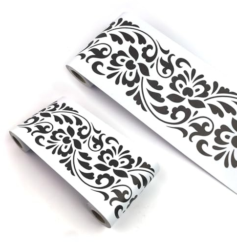 VisitRyl Frise Murale Autocollante Noir et blanc yx312 12cm X 1000cm Adhésive Réutilisable pour Décoration Intérieure Facile à Poser