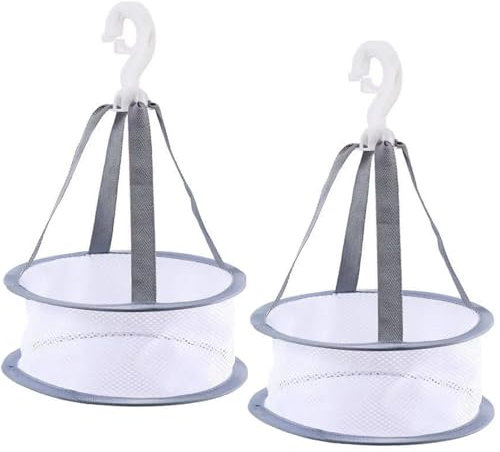 XZSKD 2 Peg Baskets, Peg Bags for Washing Line, Gray Fabric Hanging Laundry Organizers for Clothesline, Clothespins, Storage