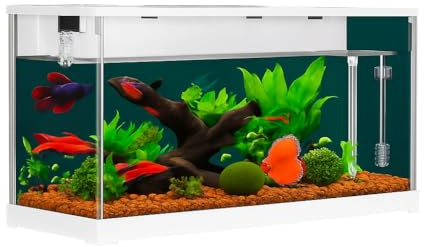 Aquarium mit Filter und Lich, Aquarium Komplettset mit LED-Beleuchtung, transparentes Acrylic Kleines Nanoaquarium mit leise Wasserpumpe, Tropenfischaquarium für Fische und Garnelen 38x14x18 cm