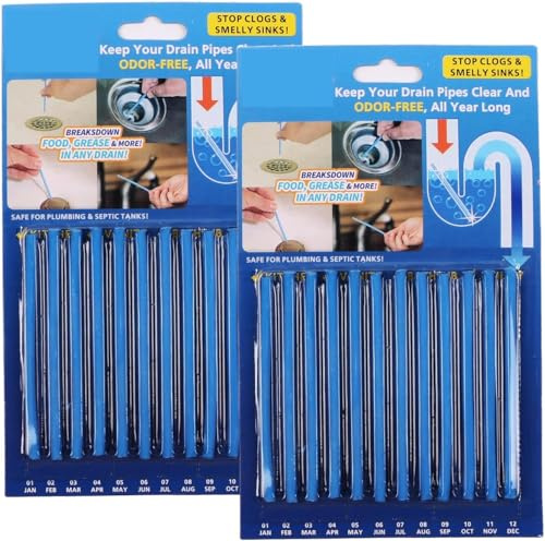 24 Palos de limpieza de desagües,Varillas de limpieza de alcantarillado,Limpiador de alcantarillado,para lavabos, lavabos, bañeras, baños, cocinas,Desobstrucción de tuberías (Azul)
