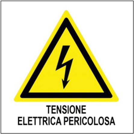 M-ITALY CARTELLO SEGNALETICO QUADRATO - TENSIONE ELETTRICA PERICOLOSA - Adesivo Extra Resistente, Pannello in Forex, Pannello In Alluminio (Alluminio, 20x20 cm)