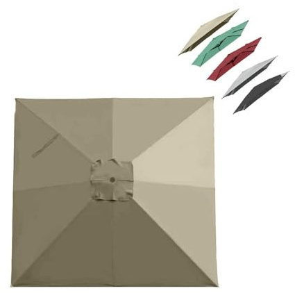 MACAGGTNTU Toldo De Repuesto para Sombrilla Cuadrada 3x3m Cubierta De Repuesto para Sombrilla De Patio, Protección UV Sombrilla Tela(Khaki)