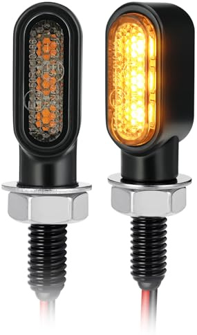 PBYMT 2Pcs Motorcycle Mini Led Turn Signals with Running Lights, Front & Rear Turn Signal Brake Light 12V Fit for Harley Honda Suziki Yamaha Kawasaki (Smoke)