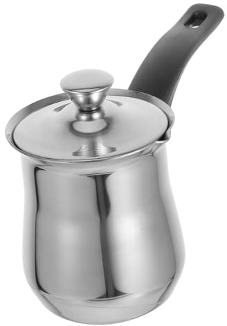 Cabilock Cafetera Turca Inoxidable con Tapa y Asa Olla Pequeña para Calentar Leche y Derretir para Café Jarabes y Salsas Cocina de Gas o Vitrocerámica