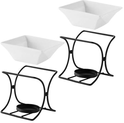 Cabilock 2Set Set isolamento termico tazza per fonduta in crogiolo porcellana Coppa hotpot al cioccolato pentola per fonduta personale da stiro Nero