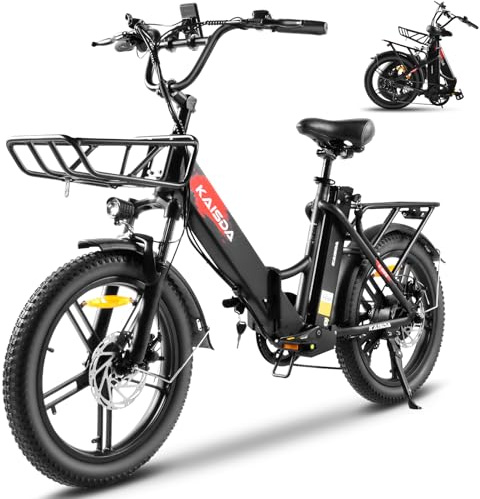 KAISDA E-Bike Klapprad 20 Zoll mit 36V 20.8Ah Abnehmbarer Akku,E-Bike 250W Motor bis 100KM,3.0 All-Terrain Fat Tire,7-Gang,LCD-Display Elektrofahrrad Fahrrad für Damen