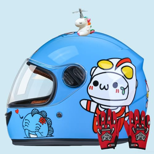 Casco Integrale Da Motocross Per Bambini - Casco Da Moto Per Bambini Omologato ECE 22.06 Con Guanti, Moto Fuoristrada ATV Per Ragazzi 3,48-55CM