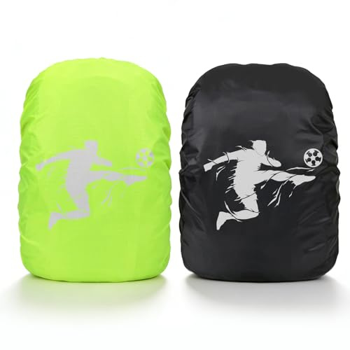 NHTJTHE Lot de 2 housses de protection contre la pluie, cartable, sac à dos réfléchissant, housse de pluie, sac à dos, capacité 35 l, convient pour garçons et filles