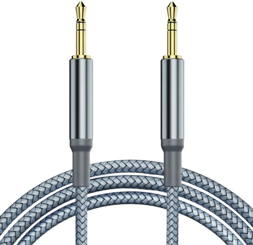 3.5mm to 3.5mm Aux Audio Cable –1.2M- Nylon Braided Aux Cord Lead for Car, Headphone, iPhone, iPad, iPod, Samsung, MP3 Player, Smartphone, Echo Dot, Tablet, Home Stereos, Laptop (1.2M)