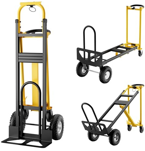 3-in-1 Convertible Aluminum Hand Truck Dolly, 800 lbs Capacity, Heavy Duty Cart with Wheels, Platform Trolley for Home, Office, Warehouse, Supermarket