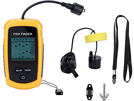 Sonar Portable pour la pêche, détecteur de Profondeur portatif avec capteur d’Alarme, écran LCD pour la pêche de Jour comme de Nuit, portée de détection de 3 à 328 Pieds, transduct