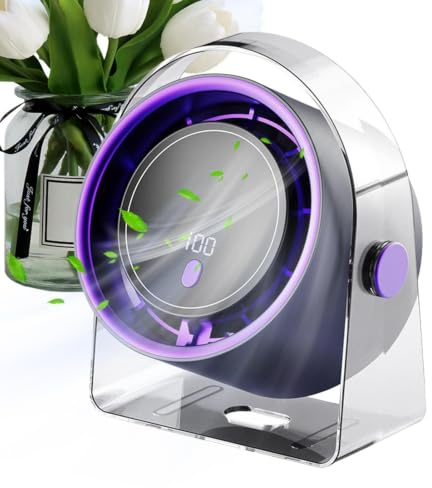 Générique Table Fans - Rechargeable Small Bedroom Fan, 3D Air Circulatio | Desktop Leafless Air Ventilator for Workplace Travel Bathroom Dorm Camping Beach Car Home Outdoor Kitchen Hiking