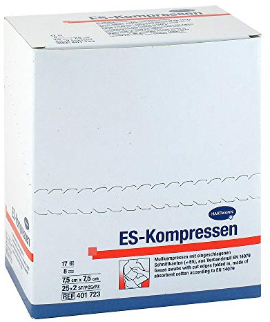 ES-KOMPRESSEN steril 7,5x7,5 cm 8fach 25X2 St