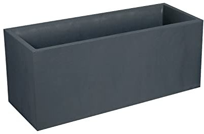 EDA VOLCANIA - Fioriera in plastica stone decor, Grigio antracite, 99,5 x 39,5 x 43,5 cm